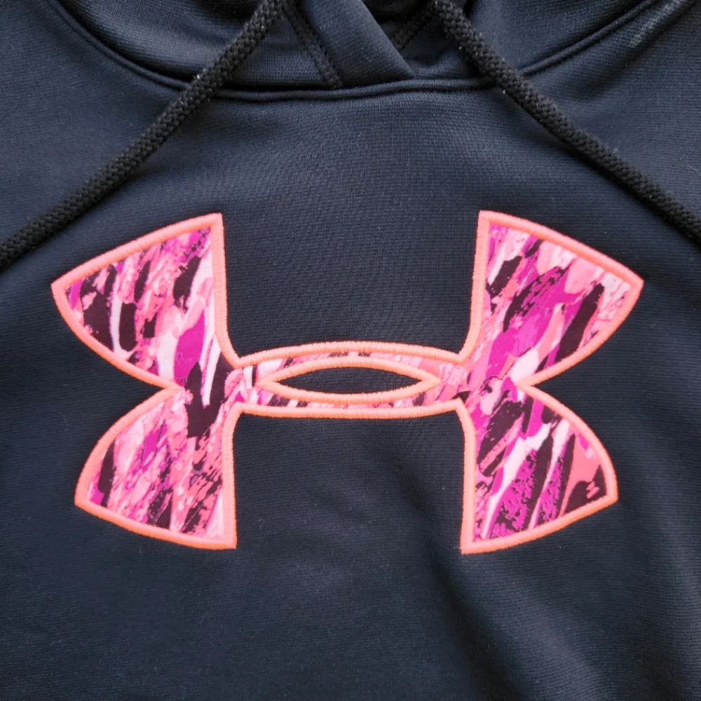 Men's Under Armour Limited Edition Black with Hot Pink Logo Hooded Sweat…